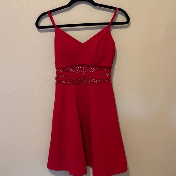 City Studio Red Dress with Rhinestone Detail - Picture 1 of 4